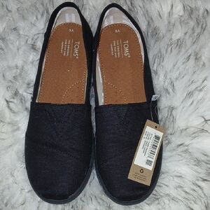 TOMS Classic Black Canvas Slip-Ons